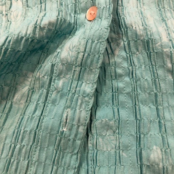 Coldwater Creek Women’s Short Sleeve Collared Crinkled Turquoise Top size XL - Picture 8 of 9